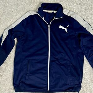 Gently worn Puma Men's Blue and White Track Jacket